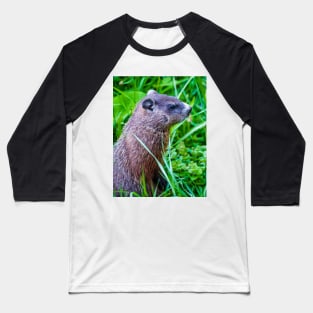 Groundhog in the Grass Photograph Baseball T-Shirt